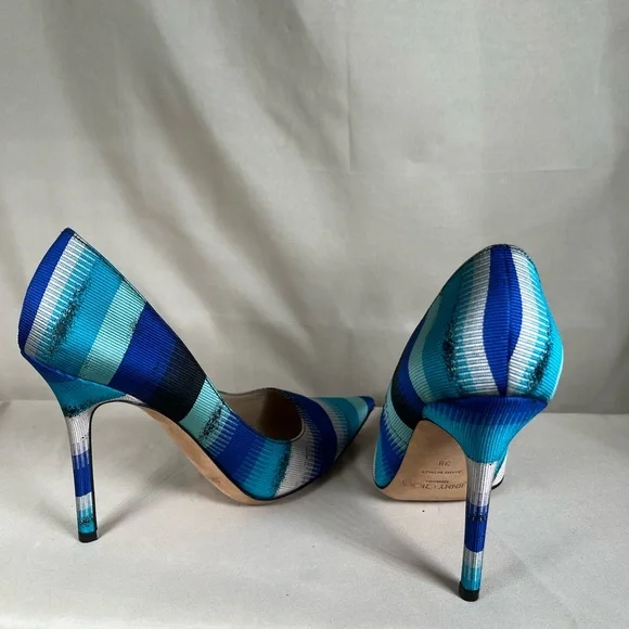 Jimmy Choo Striped Blue Heels
